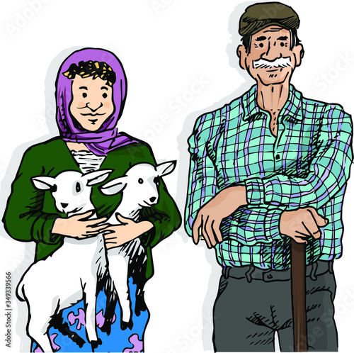 peasant girl and farmer man