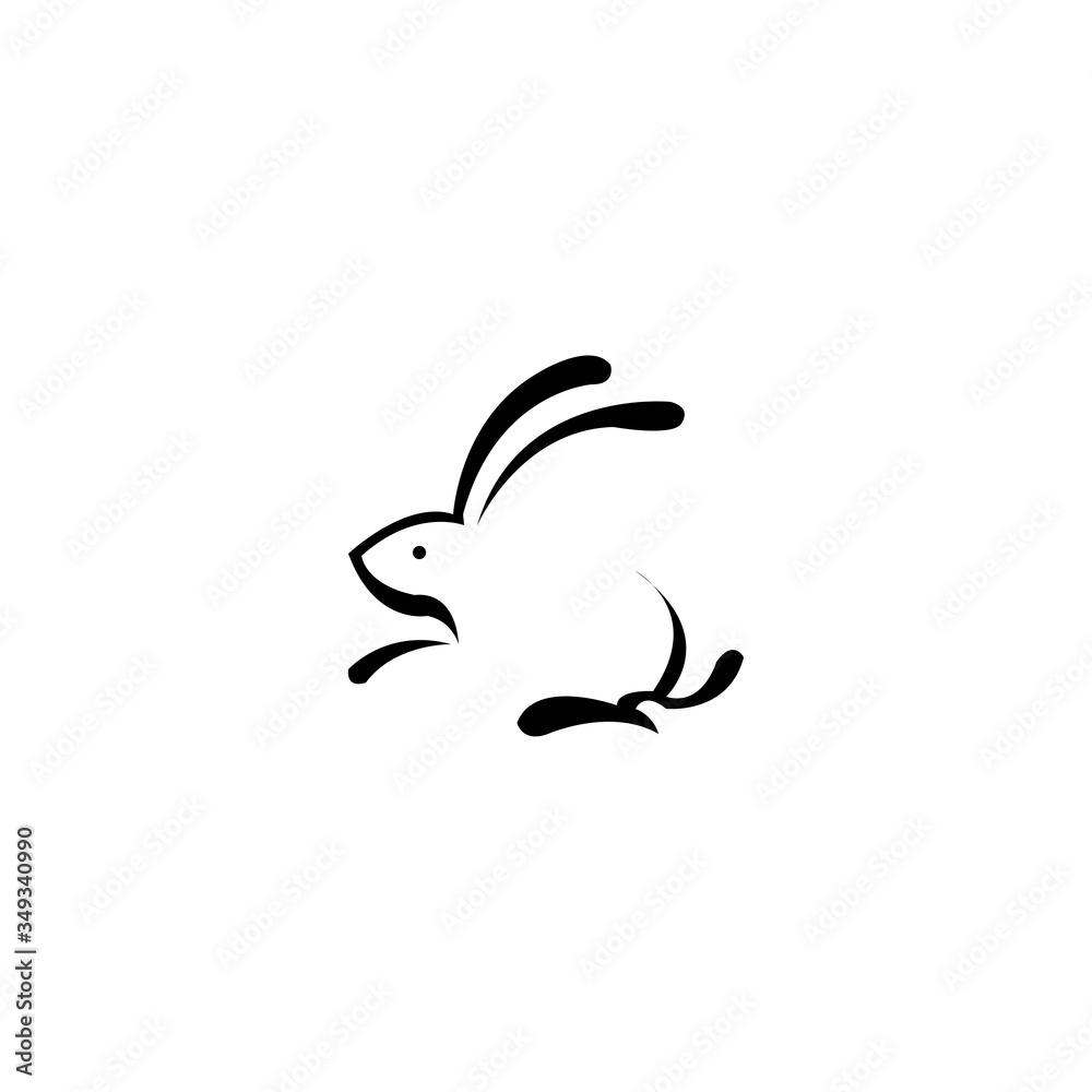 Unique rabbit color illustration of a simple logo design vector Unique rabbit color illustration of a simple logo design vector