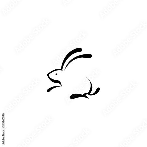 Unique rabbit color illustration of a simple logo design vector