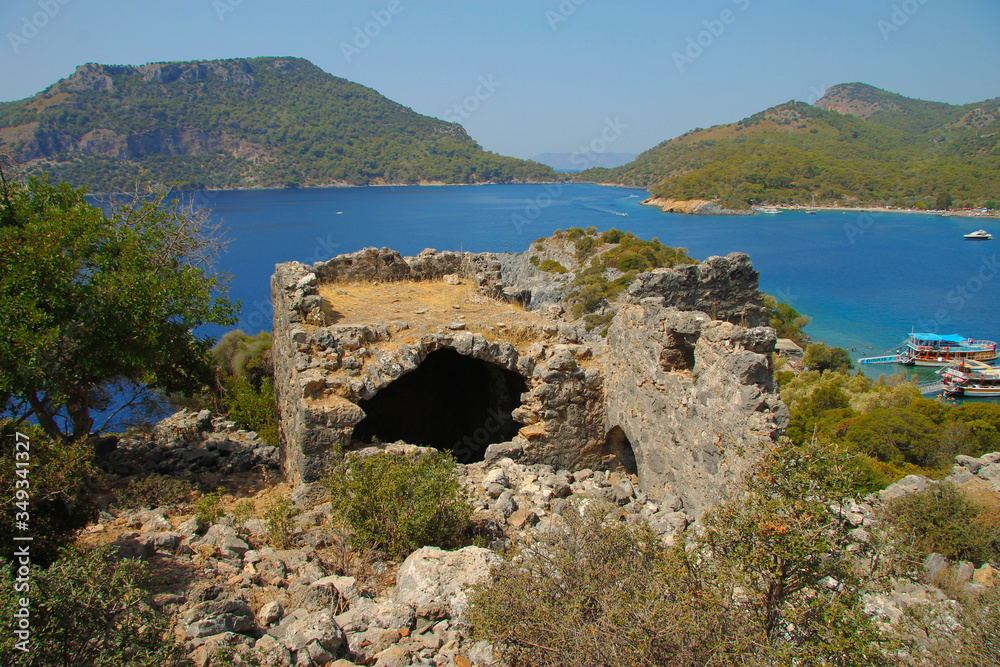 Ancient architecture on St. Nicholas island - Gemiler island, Turkey