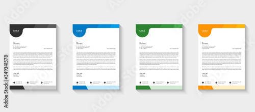 Letterhead design template set with a modern abstract style. Black, blue, green yellow letterhead design for company business