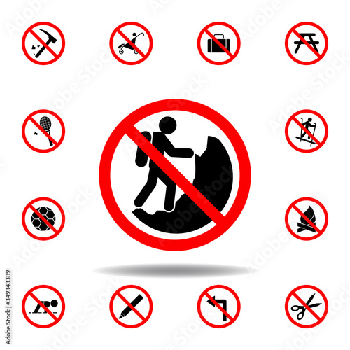 Forbidden climbing icon. set can be used for web, logo, mobile app, UI, UX