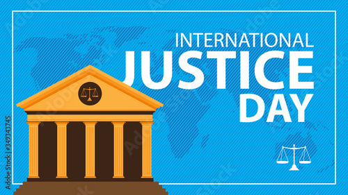 International Justice Day greeting banner concept with balance