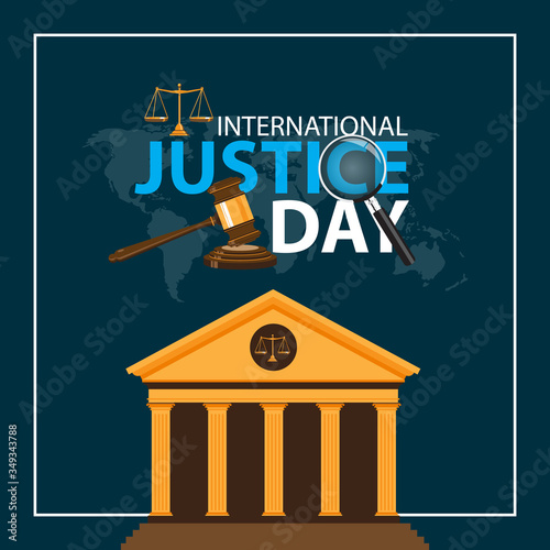 International Justice Day greeting banner concept with balance