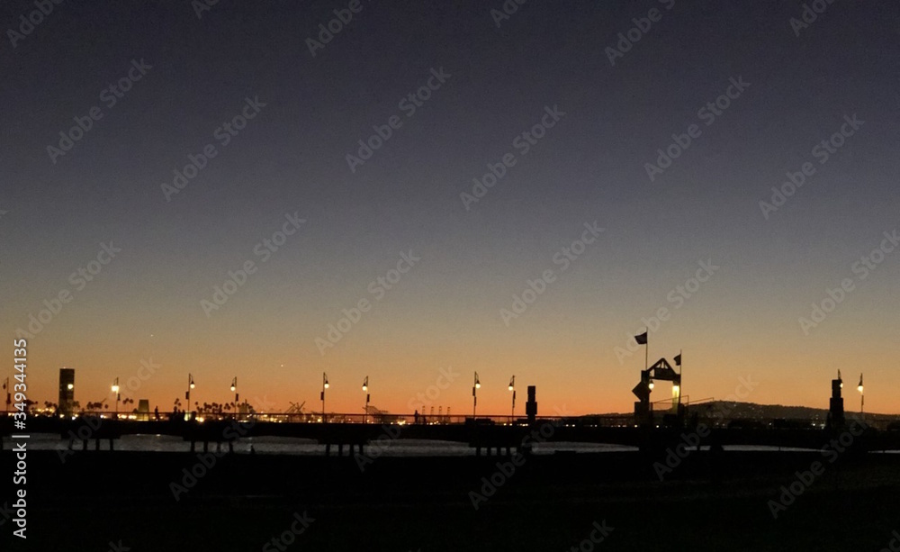 Sunset over Long Beach pier