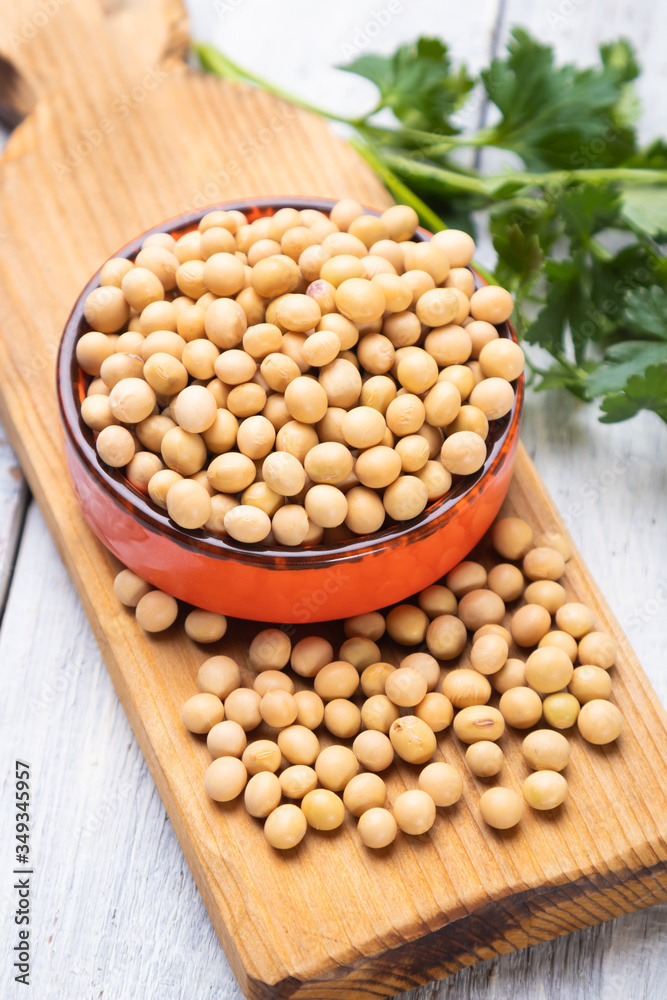 Bowl of dried soy beans