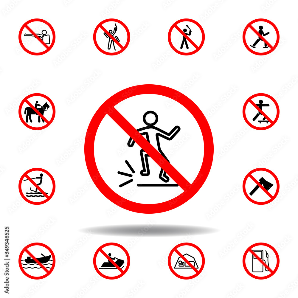 Forbidden jumping icon. set can be used for web, logo, mobile app, UI, UX Forbidden jumping icon. set can be used for web, logo, mobile app, UI, UX
