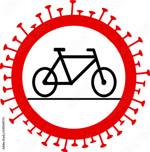 Bicycle ban sign, symbol, Vector, Coronavirus