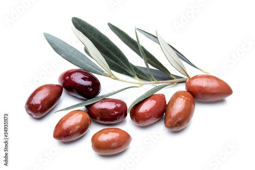Greek kalamata olives isolated on white