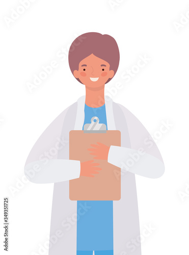 Man doctor with uniform and medical history vector design