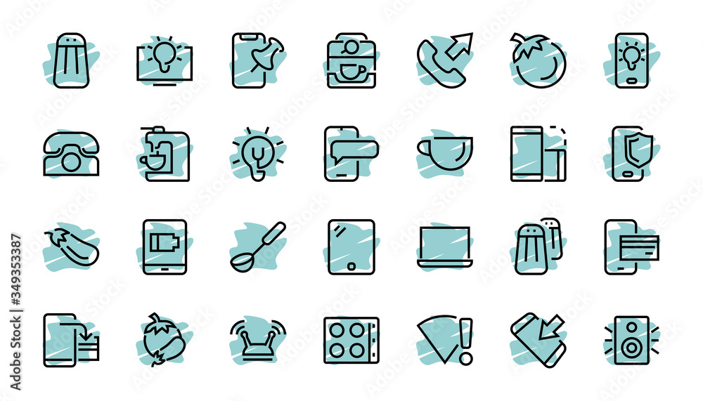 GADGET A set of icons of smart devices, such as a laptop computer, tablet, program protection, phone, digital network, thin line vector, editable stroke GADGET A set of icons of smart devices, such as a laptop computer, tablet, program protection, phone, digital network, thin line vector, editable stroke