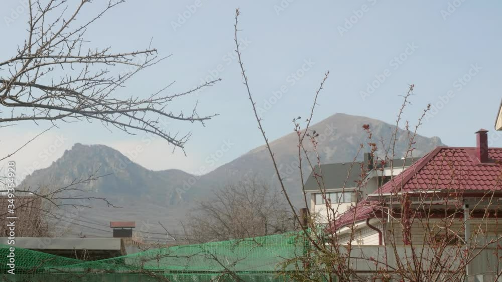 Views of mountains. View from village in valley. Views of mountains. View from village in valley.