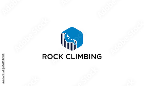 combination of rock and climbing logo design