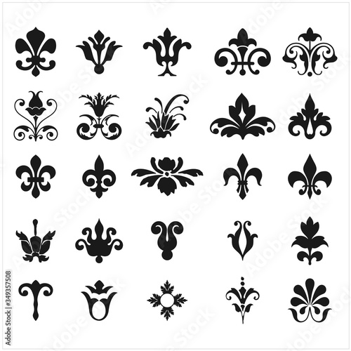Heraldic symbols fleur de lis vector set French royal lily flowers