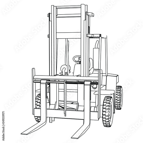 Forklift outline vector. Special machines for the building work.