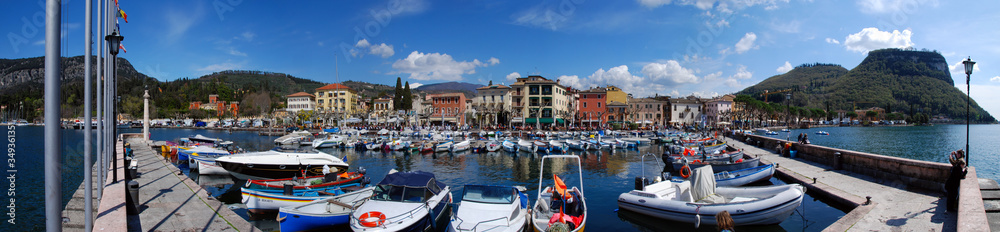 marina in the town of Limone at the shore of Lake Garda