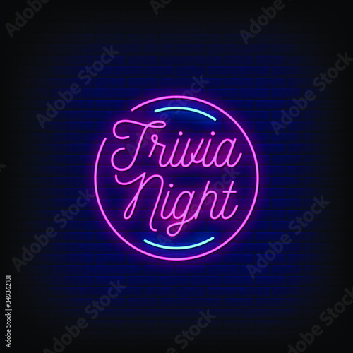 Trivia Night Neon Signs Style Text vector