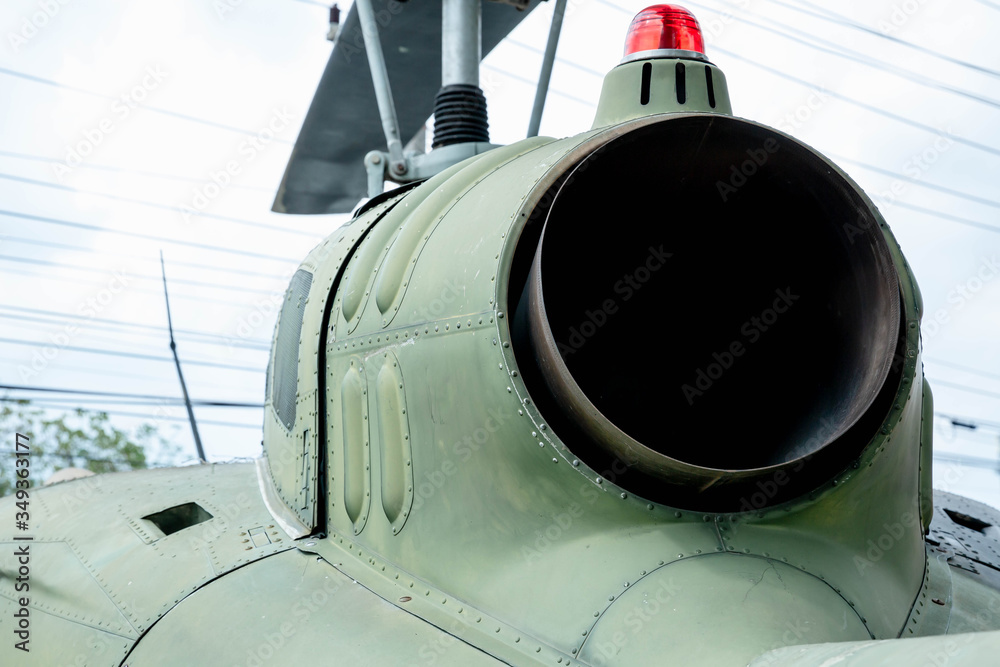 Jet intake on large rotary aircraft. helicopter jet engine turbine