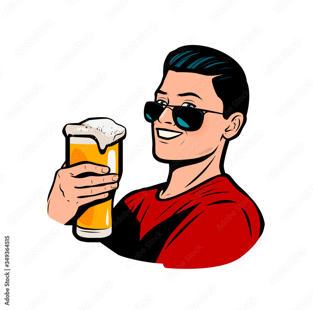 Man with beer mug. Retro comic pop art vector Man with beer mug. Retro comic pop art vector