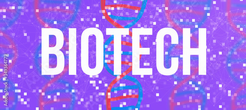 Biotechnology theme with DNA and abstract network patterns