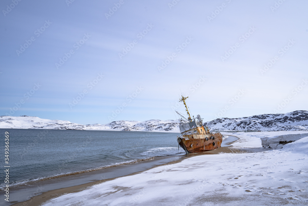 broken vessels on the coast of the Barents sea broken vessels on the coast of the Barents sea