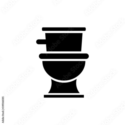 Toilet icon vector in black flat on white background, Toilet cleaning linear icon, WC bathroom toilet icon