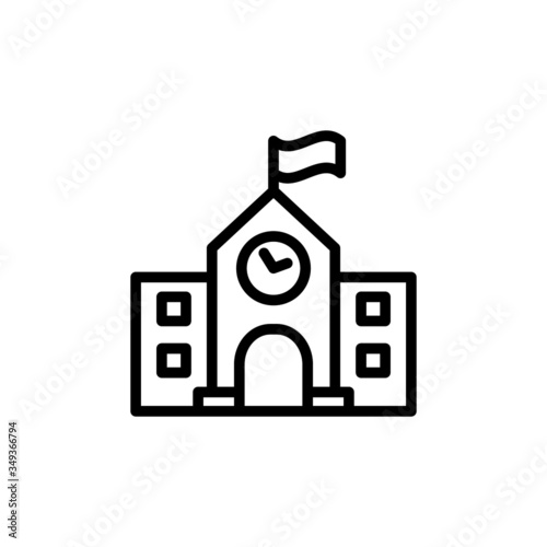 high school building in outline style on white background