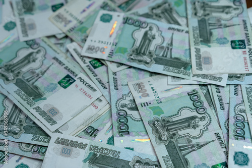 Wallpaper Mural Bundle of money on wooden background Torontodigital.ca