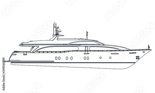Yacht. Vector luxury liner yacht isolated on white background. Sea tourism, holiday vacation concept.