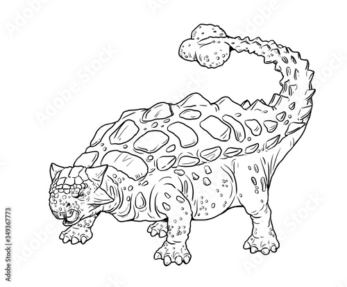 Herbivorous dinosaur - Ankylosaurus. Dino cartoon.	 photo
