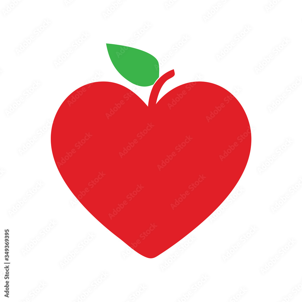 Fototapeta premium Apple shaped like red heart love symbol