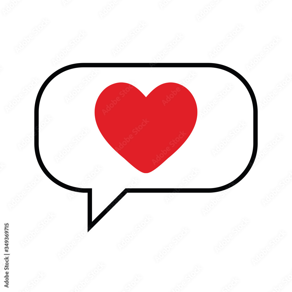 Red heart in speech bubble Red heart in speech bubble