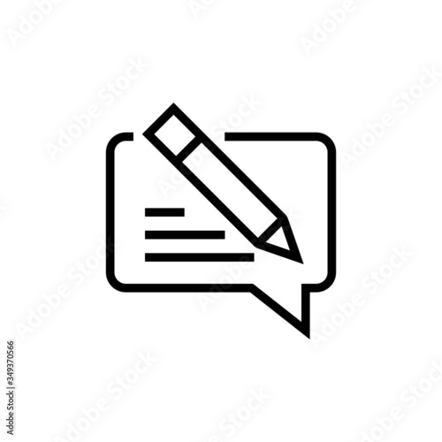 Writing feedback icon vector in outline style on white background