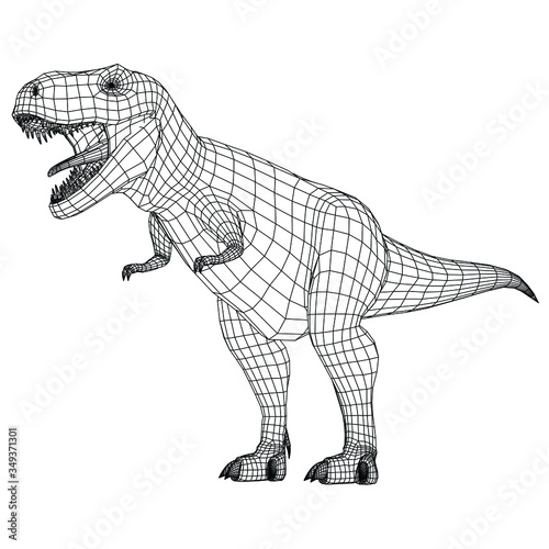 Tyrannosaurus Rex polygonal lines illustration. Abstract vector dinosaur on the white background