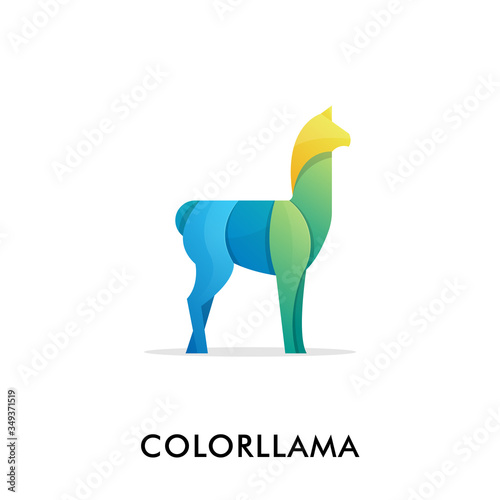 Colorful Illustration Vector Llama Design Template. 
Suitable for Creative Industries, Company, Corporate,
 Multimedia, Entertainment, Education, Shops, and other related businesses photo