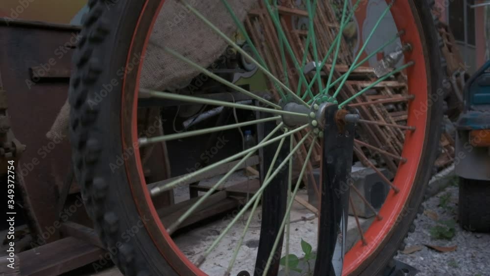 wheel of a bicycle upside down rotating spokes slow motion wheel of a bicycle upside down rotating spokes slow motion