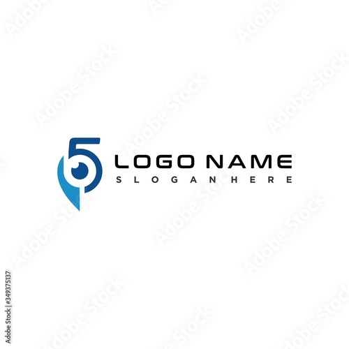 design logo abstract technology modern with eye and 5 concept design inspiration