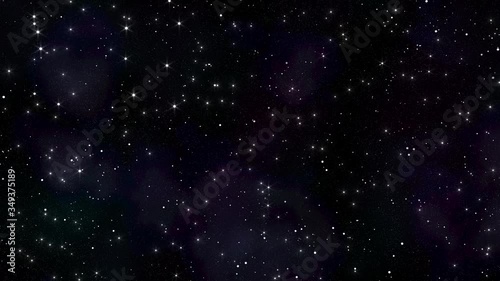 Starry night sky with twinkling stars. 3d render. Seamless loop.