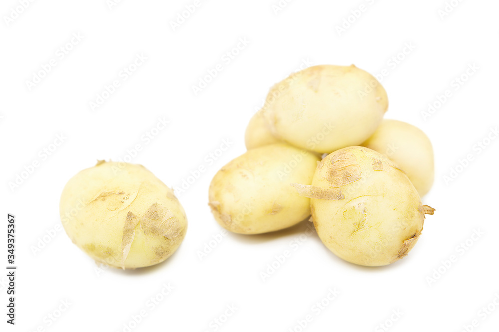 Young organic potatoes isolated on white background Young organic potatoes isolated on white background