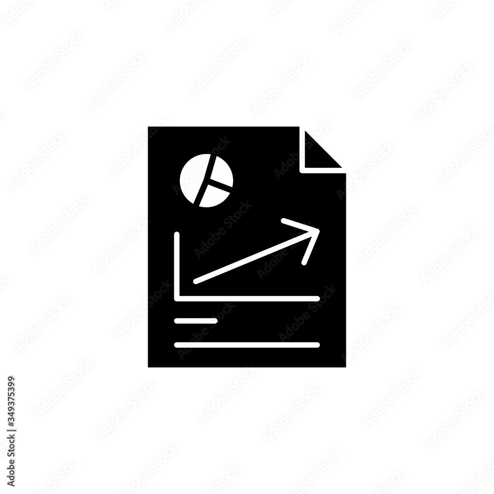 business paper icons in black flat design on white background, document vector icon