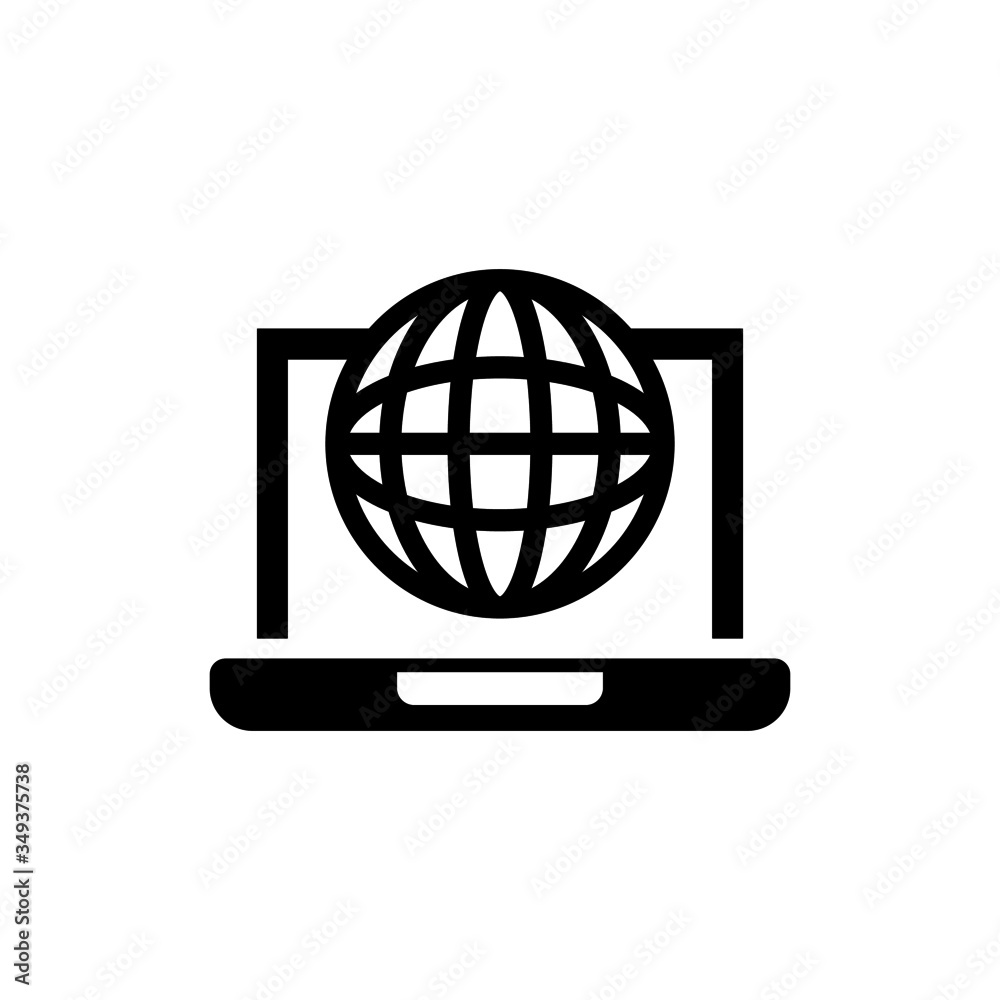 Computer icon vector in black flat design on white background, website, internet, go to web icon vector Computer icon vector in black flat design on white background, website, internet, go to web icon vector
