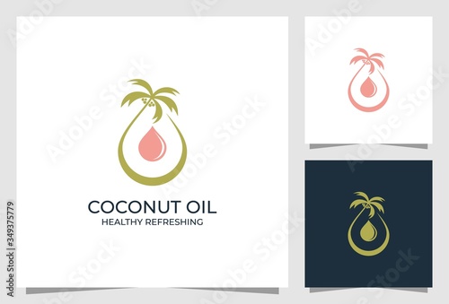 coconut oil logo design premium vector