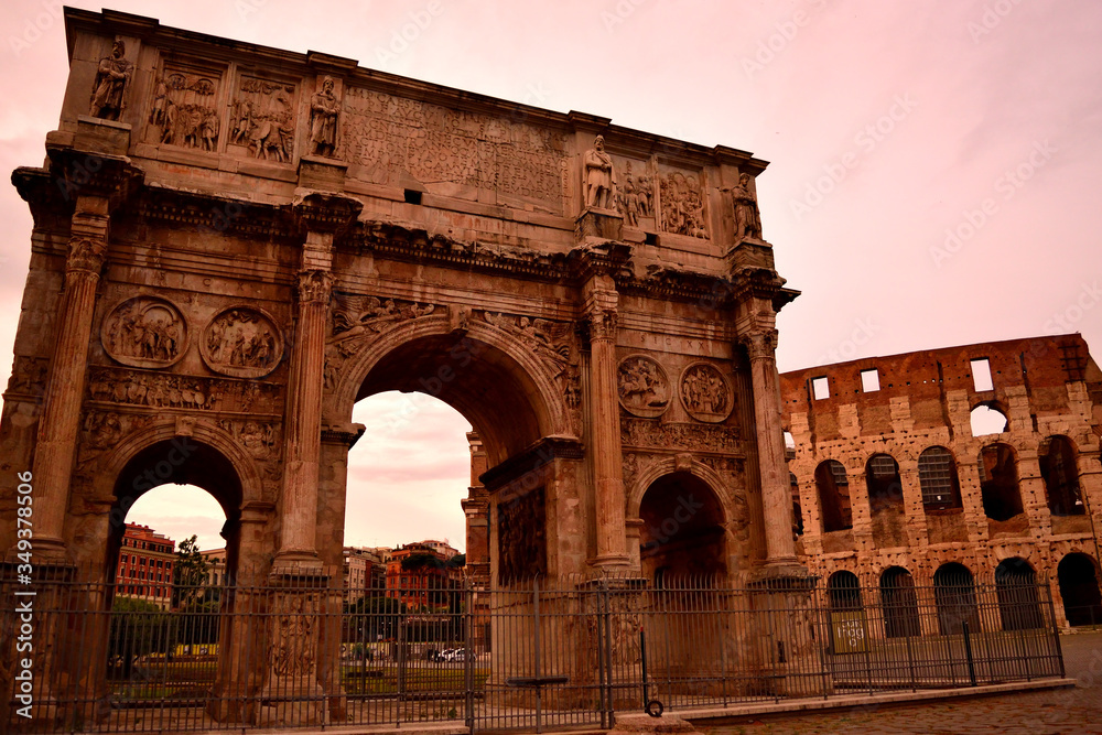 View of the Arch of Constantine without tourists due to the phase 2 of lockdown