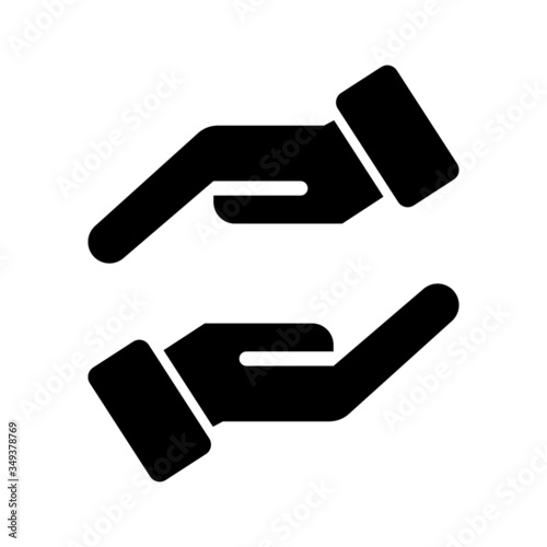 help hand icon, support people, hope together, logo, symbol in black flat design on white background
