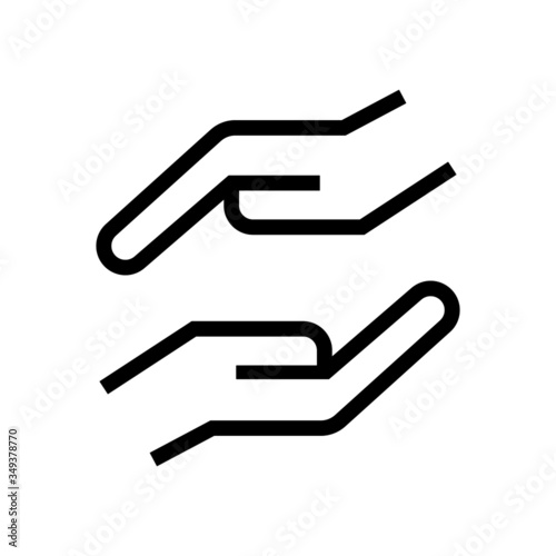 help hand icon, support people, hope together, logo, symbol in outline style on white background