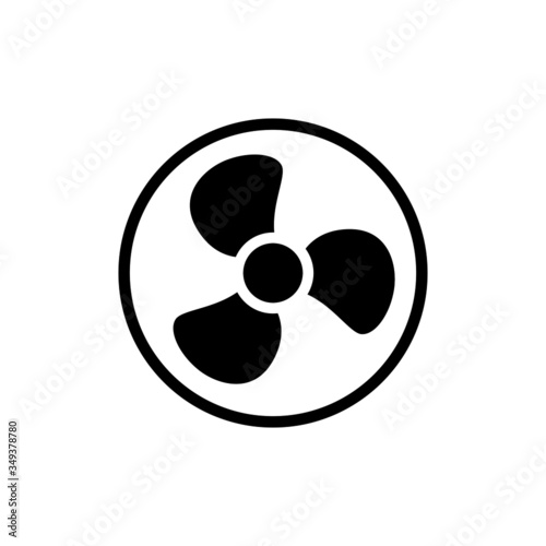 fan icon, ventilator outline, turbine symbol for web and mobile phone in black flat design on white background