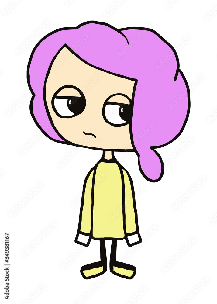 Girl with pink hair, children's illustration, character Girl with pink hair, children's illustration, character