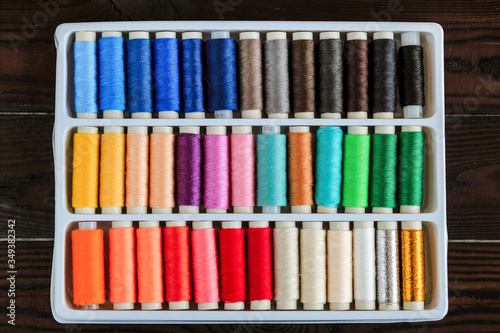 multi-colored sewing threads