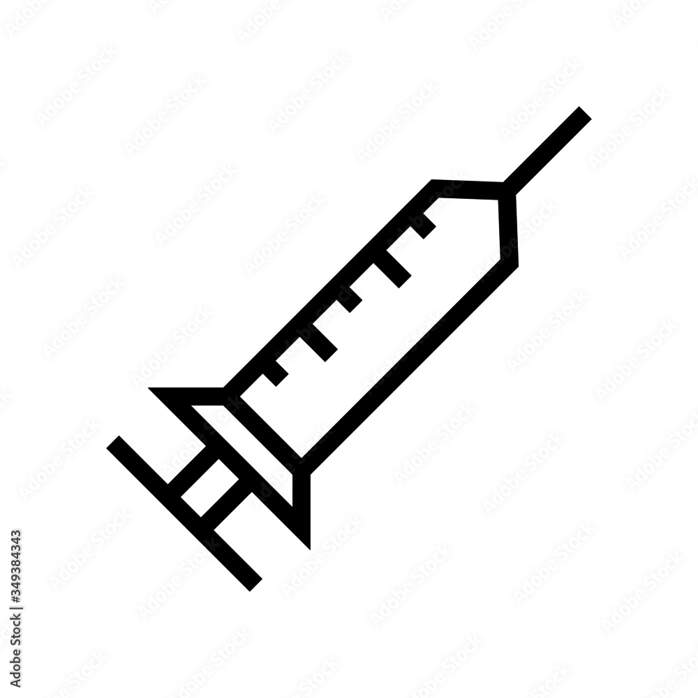 Syringe icon vector flat design in linear style on white background Syringe icon vector flat design in linear style on white background