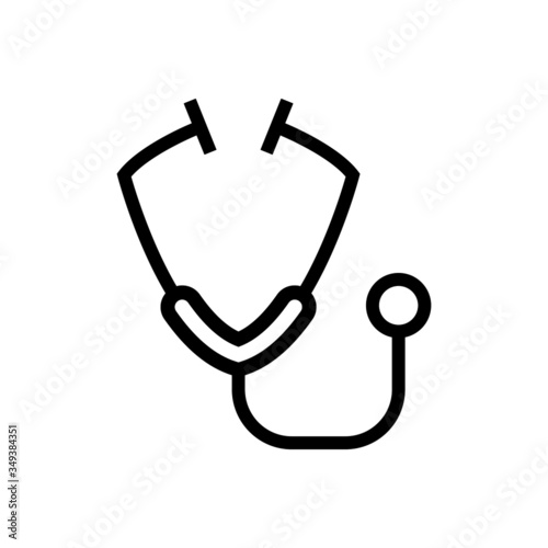 Medical, Stethoscope icon in flat design in linear style on white background